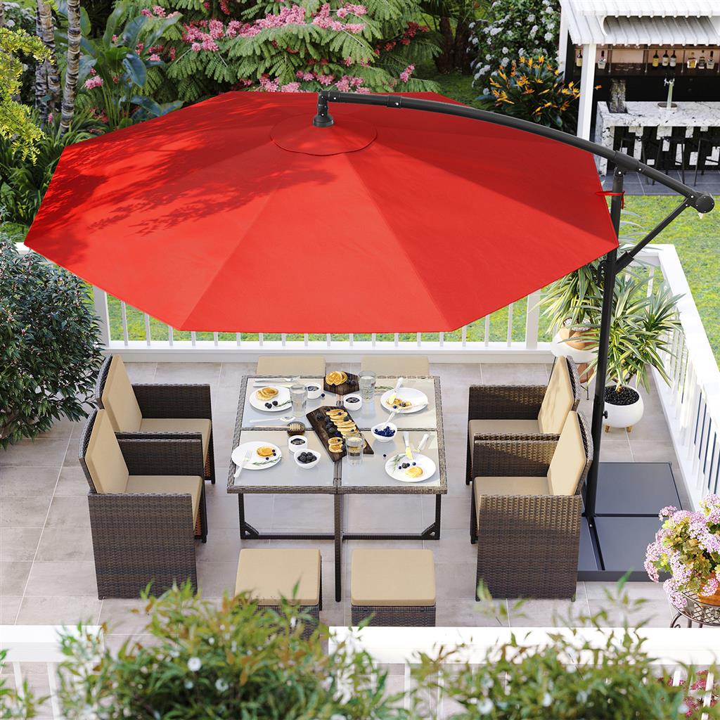 Hanging Patio Umbrella - Fabric - Grey - Crank Mechanism with UPF 50+ Sun Protection