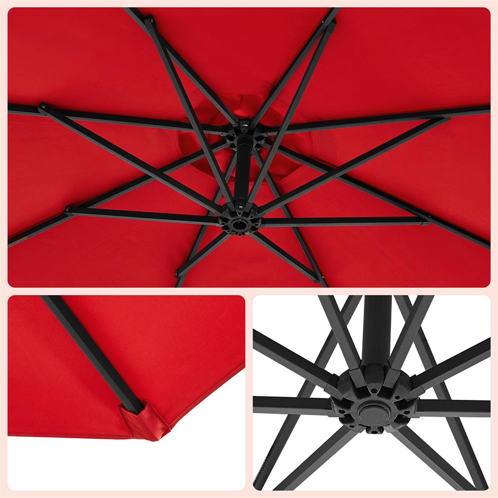 Hanging Patio Umbrella - Fabric - Grey - Crank Mechanism with UPF 50+ Sun Protection