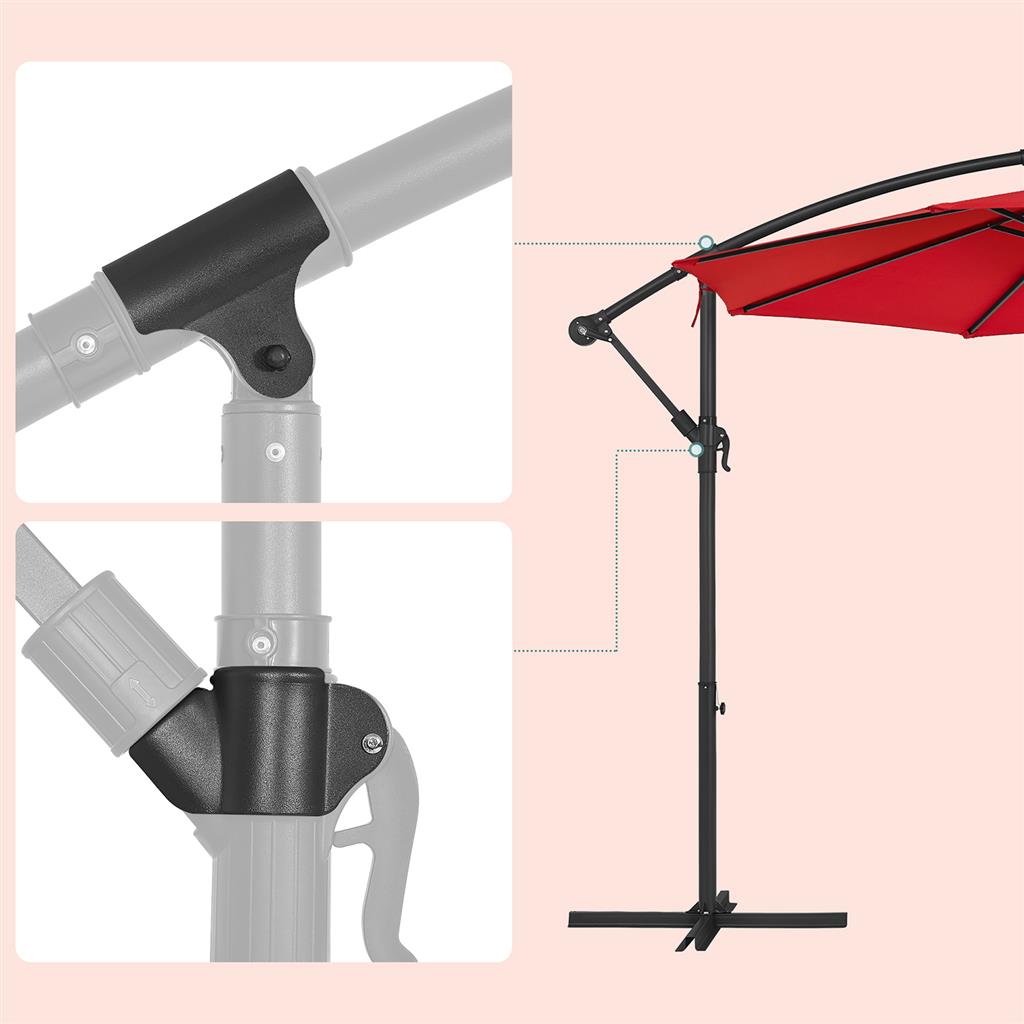 Hanging Patio Umbrella - Fabric - Grey - Crank Mechanism with UPF 50+ Sun Protection