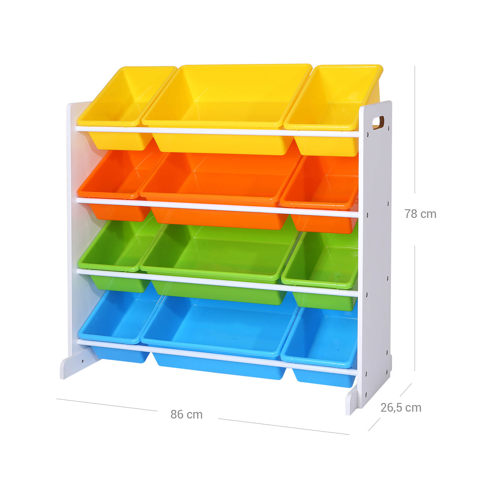 Toy Storage Unit - Includes 4 Removable PP Containers - White - Density Board