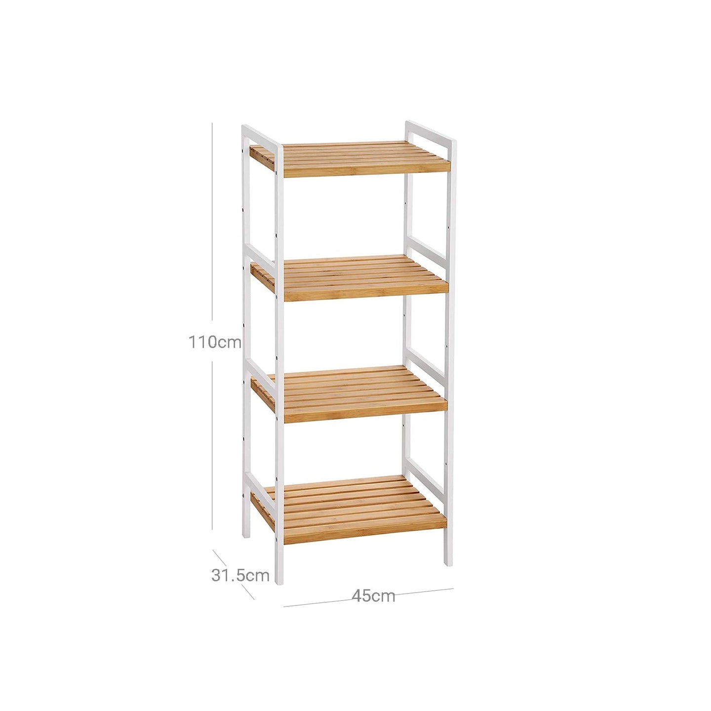 Bathroom Shelf - Bamboo - Natural White - 4 Shelves