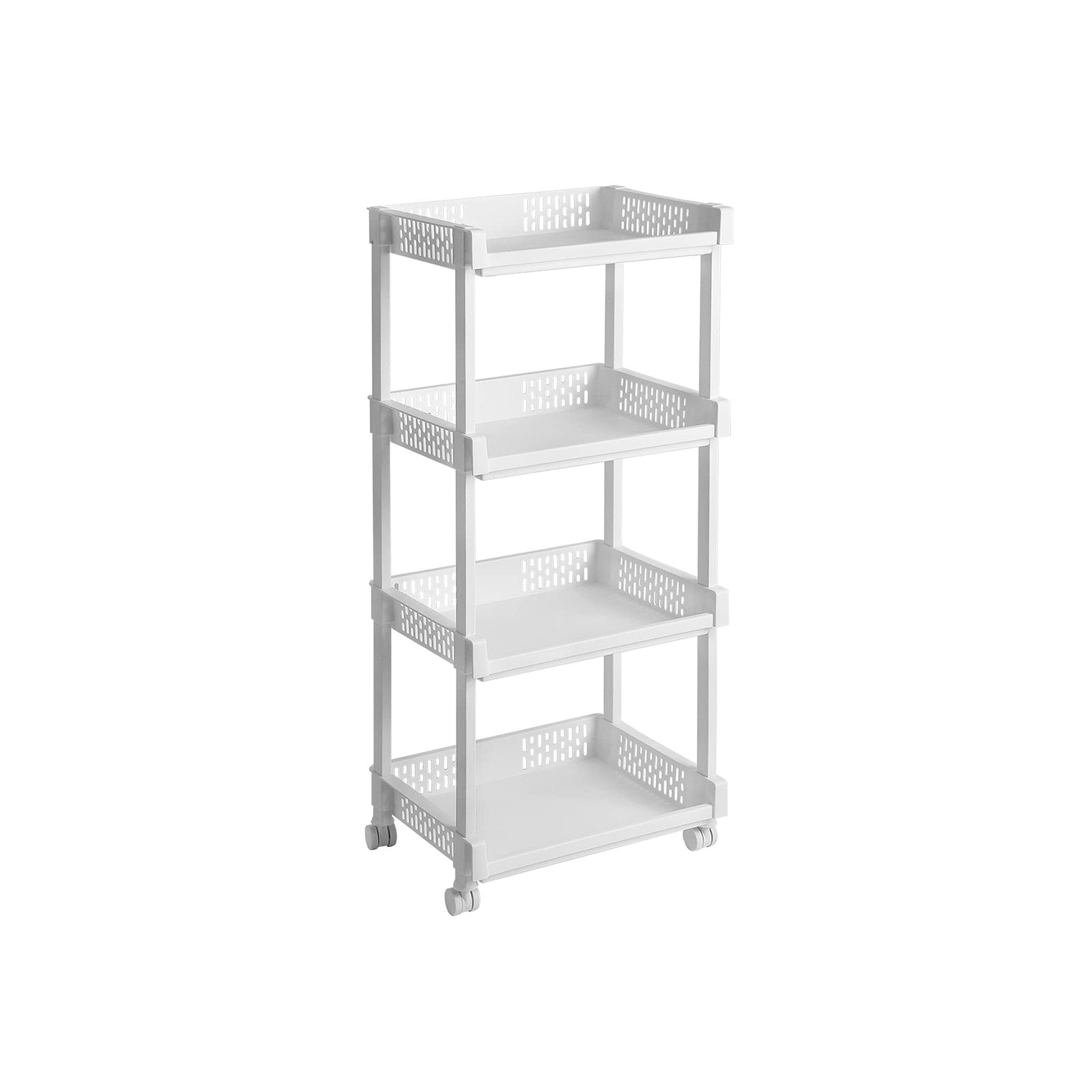 Rolling Kitchen Trolley - Wood - White - 4 Shelves
