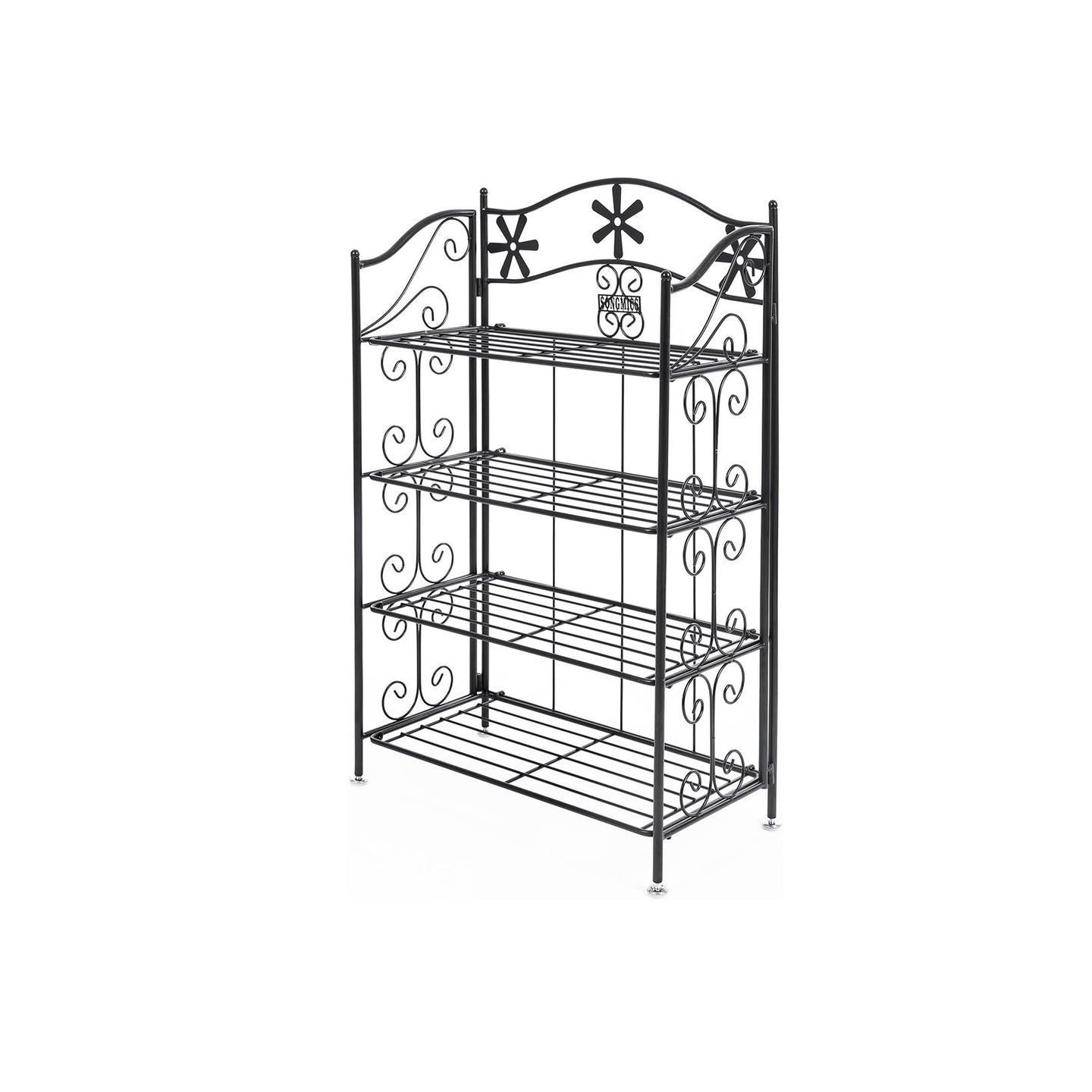 4 Tier Bathroom Shelf - Metal - Black - Versatile Plant Rack and Display