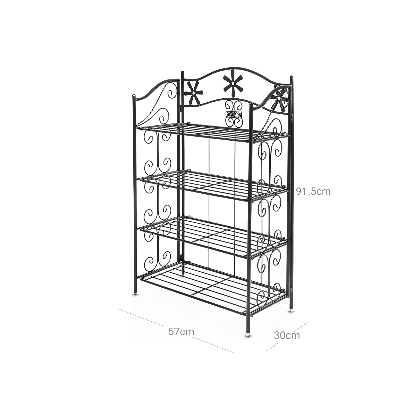 4 Tier Bathroom Shelf - Metal - Black - Versatile Plant Rack and Display