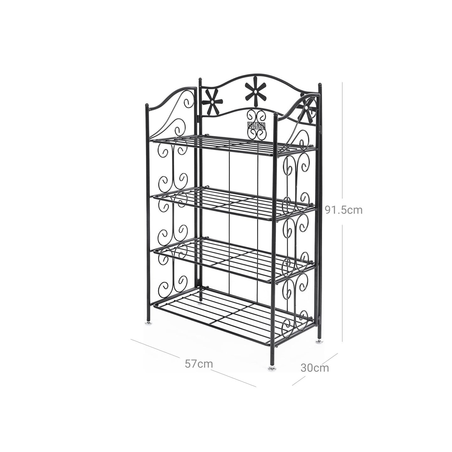 4 Tier Bathroom Shelf - Metal - Black - Versatile Plant Rack and Display