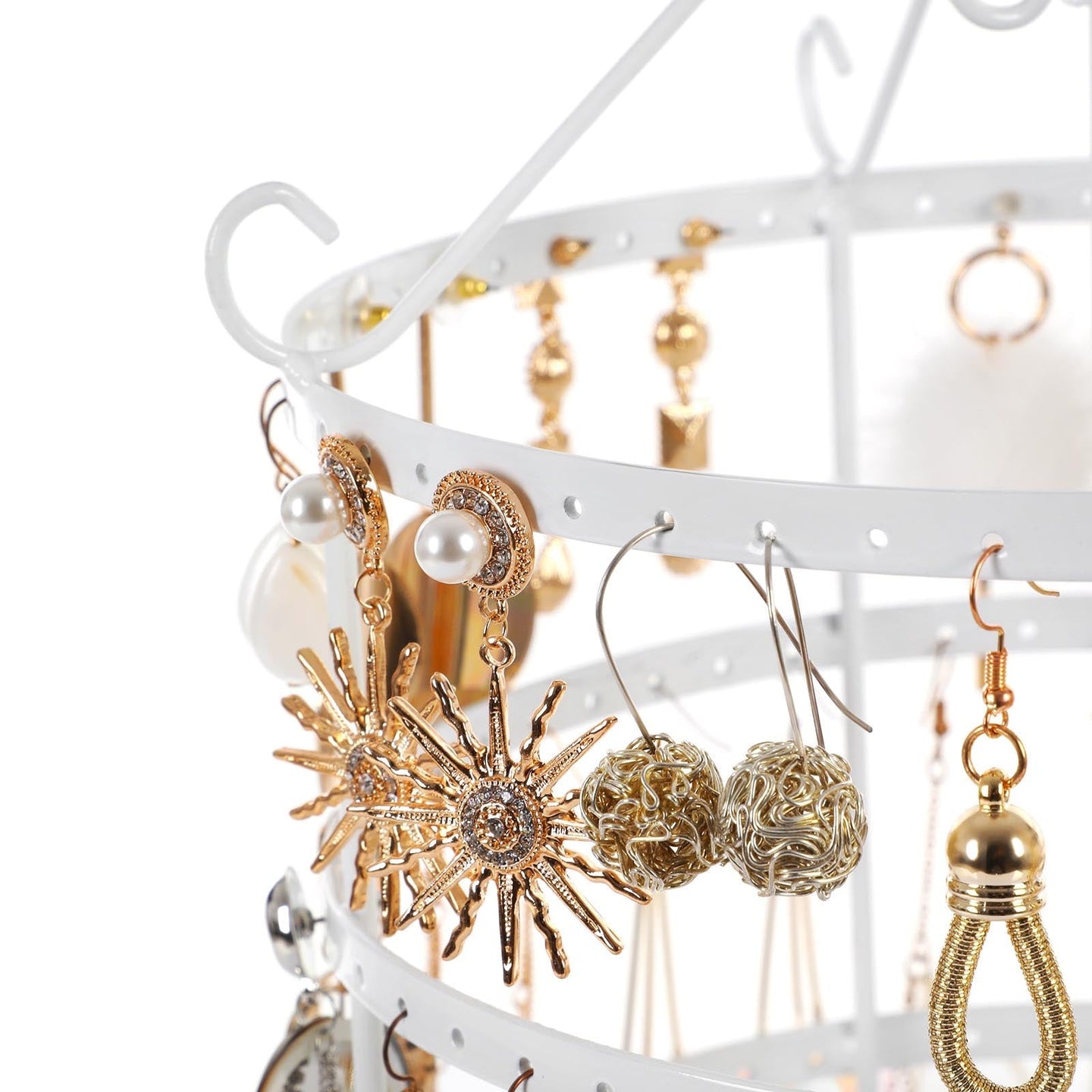 4 Tier Jewellery Stand - Metal - White