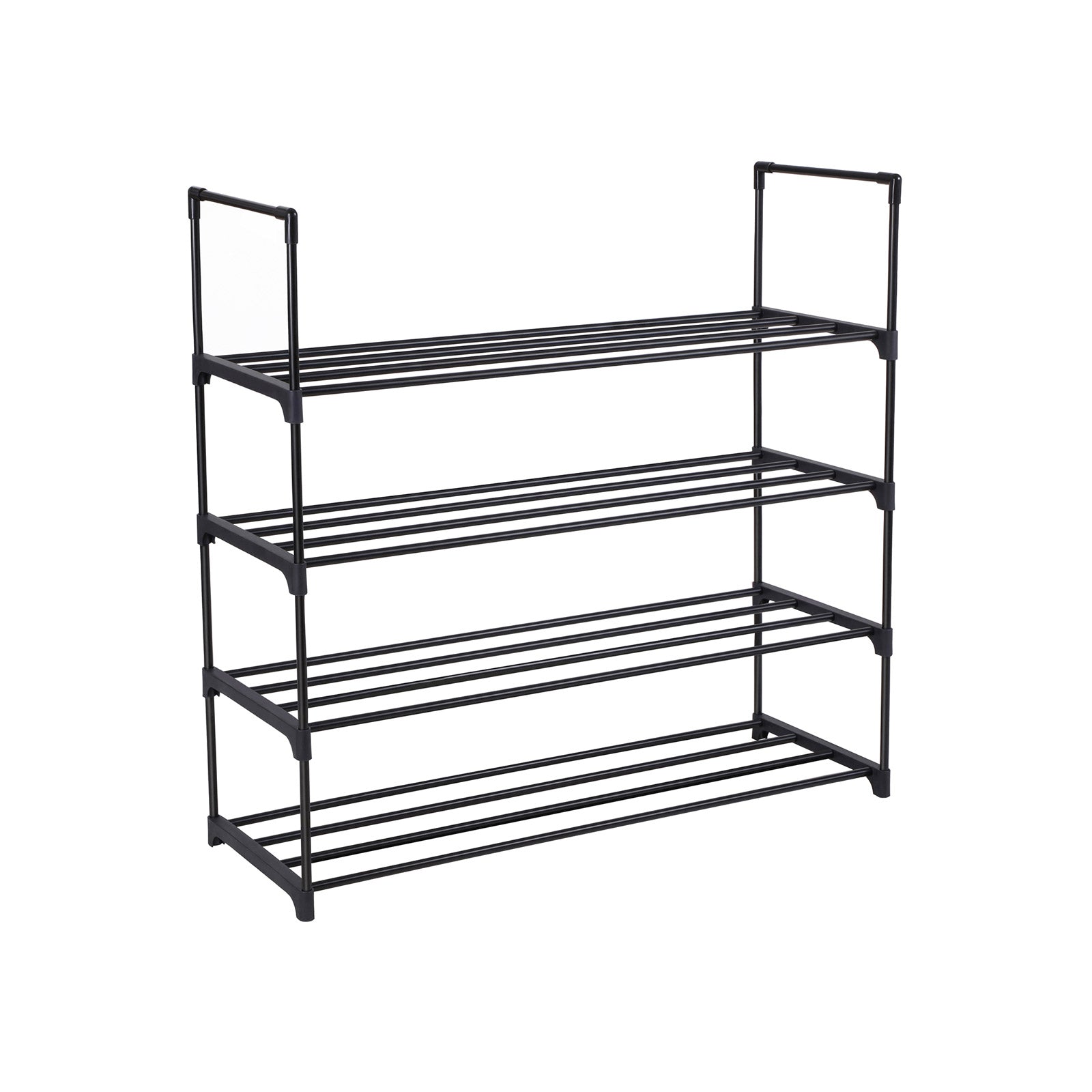 4 Tier Shoe Rack - Metal - Grey - Capacity for 20 Pairs of Shoes