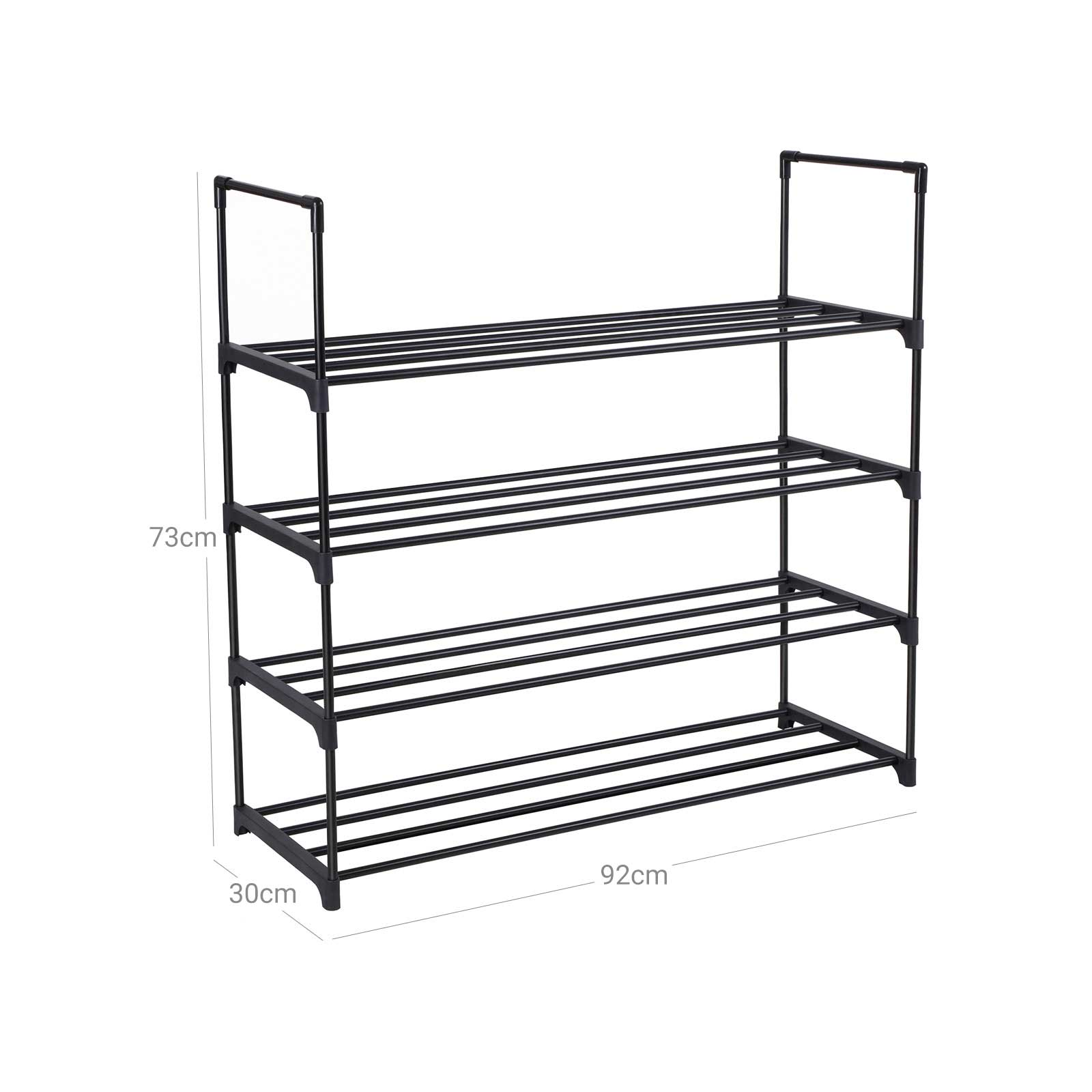 4 Tier Shoe Rack - Metal - Grey - Capacity for 20 Pairs of Shoes