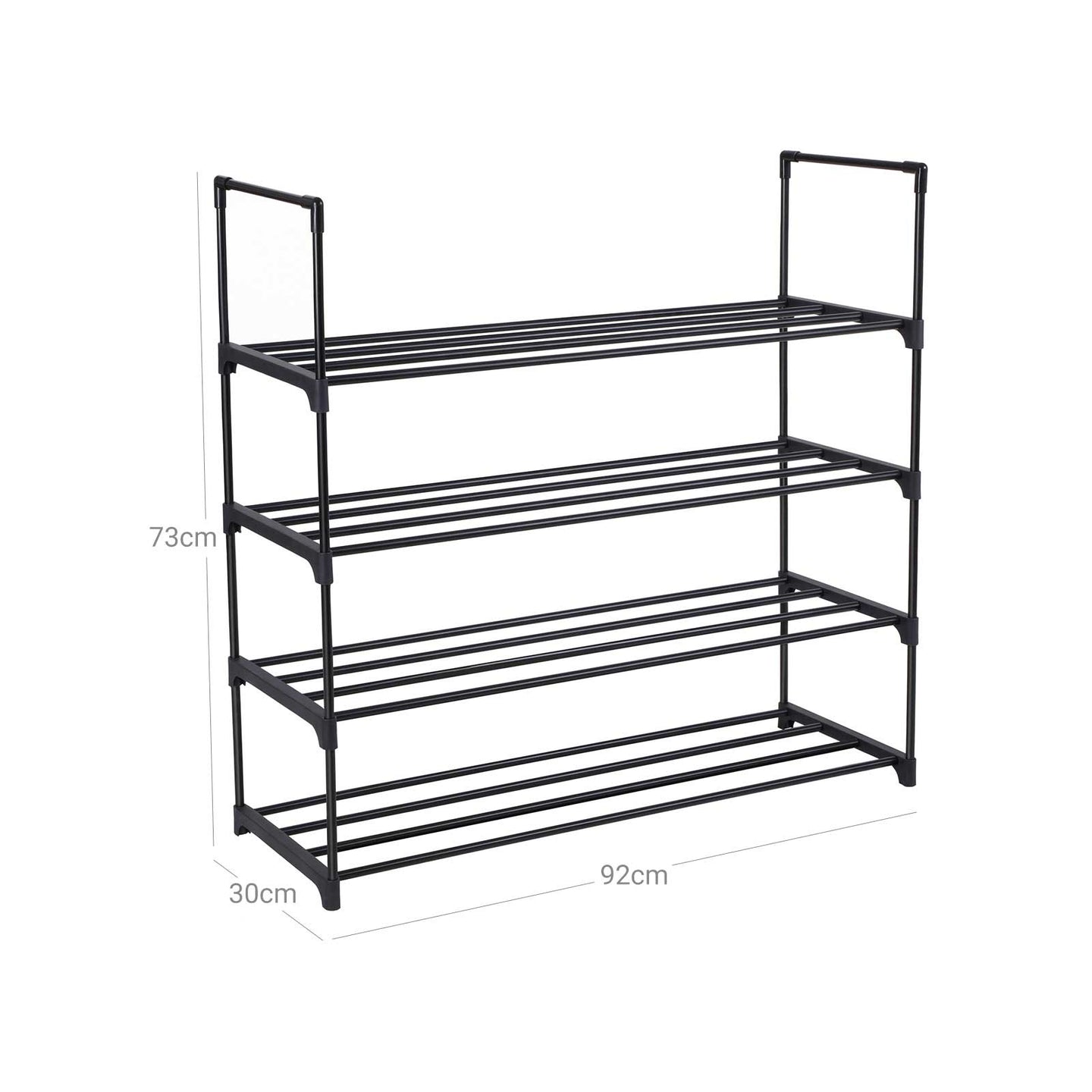 4 Tier Shoe Rack - Metal - Grey - Capacity for 20 Pairs of Shoes