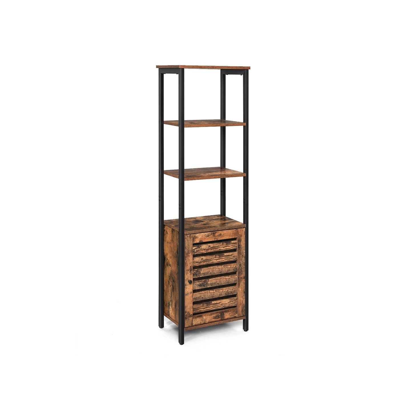 Tall Storage Cabinet - Steel - Rustic Brown and Black - Safety Features