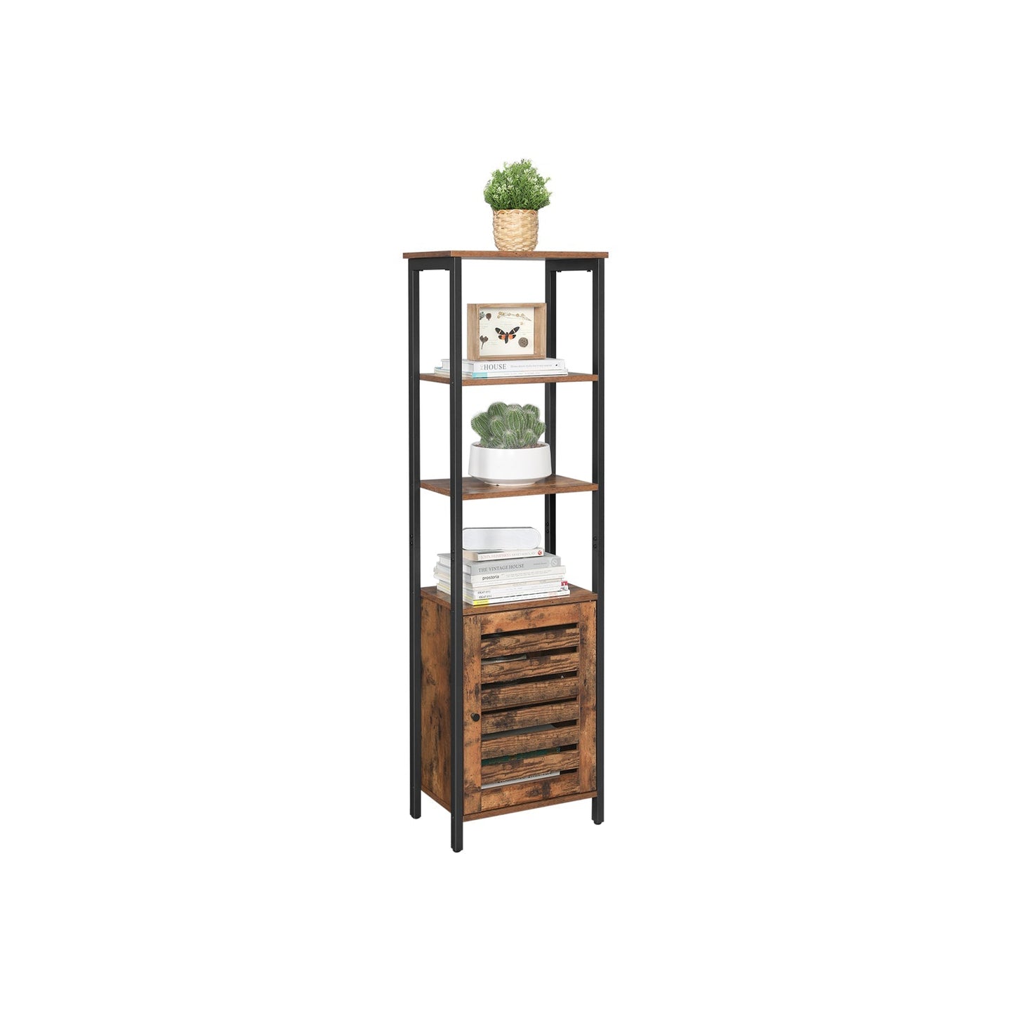 Tall Storage Cabinet - Steel - Rustic Brown and Black - Safety Features