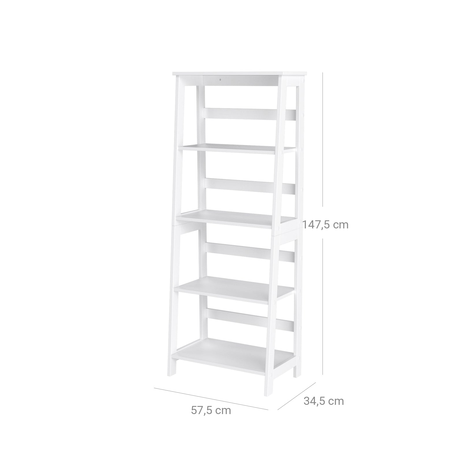 4-Tier Bookcase - Wood - White - Multifunctional Storage Shelf