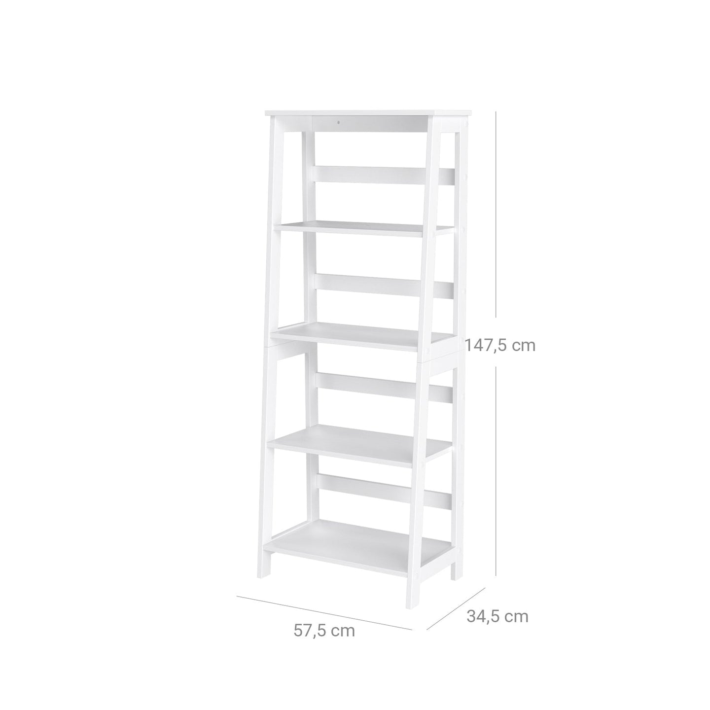 4-Tier Bookcase - Wood - White - Multifunctional Storage Shelf