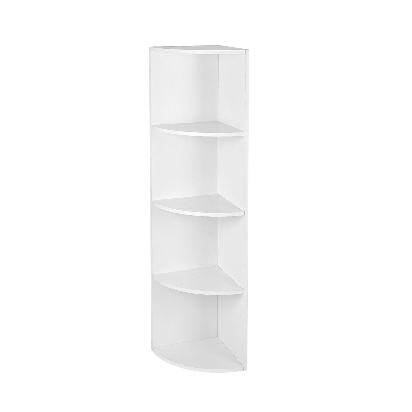4-Tier Corner Shelf - Wood - White - Freestanding Display Storage