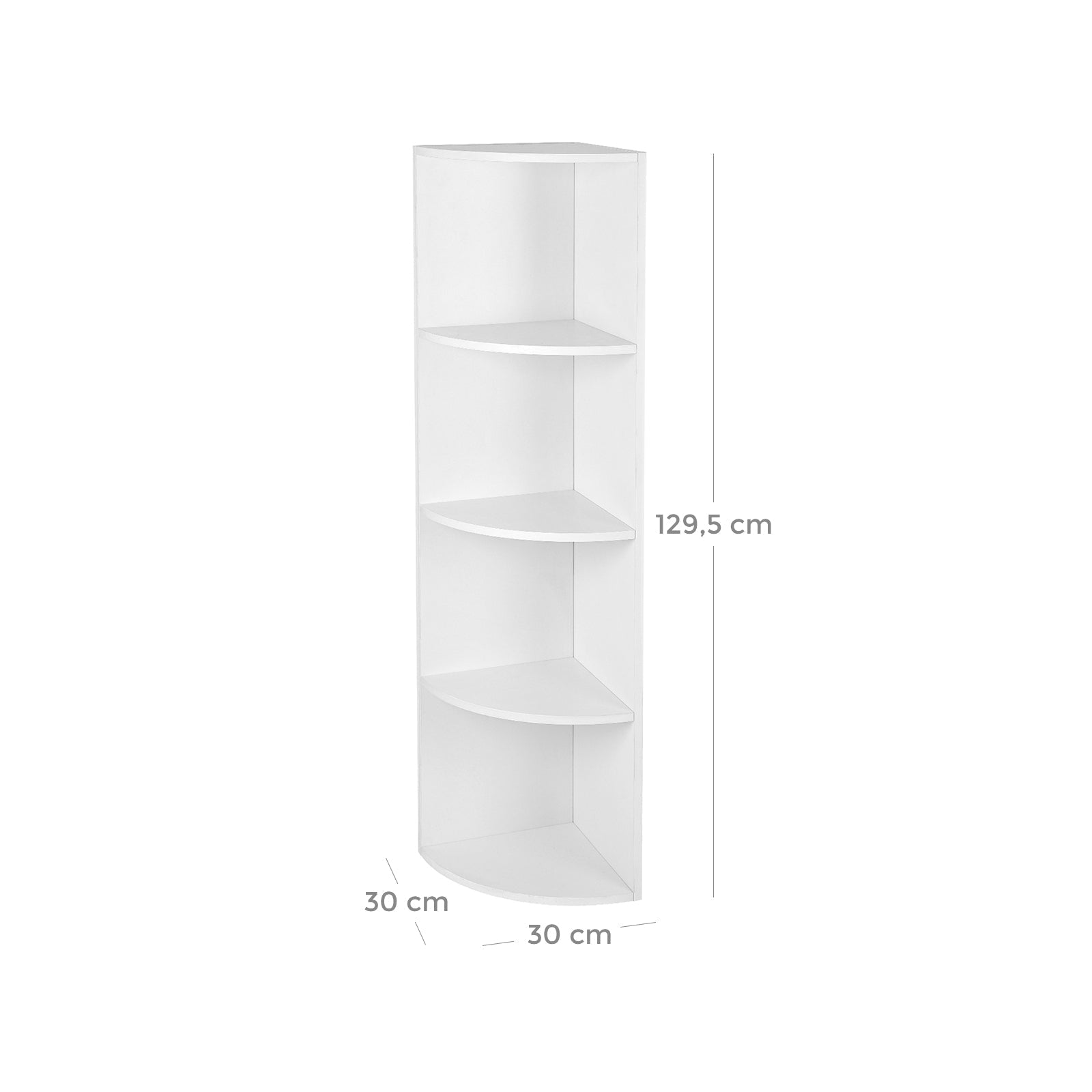 4-Tier Corner Shelf - Wood - White - Freestanding Display Storage