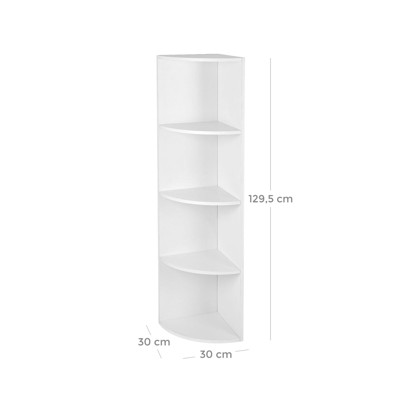 4-Tier Corner Shelf - Wood - White - Freestanding Display Storage