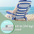 Folding Camping Chair - Fabric - Green and White - Adjustable Backrest with Headrest and Side Pockets