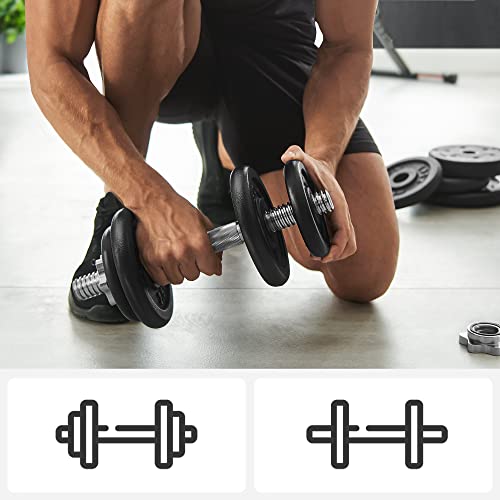 Adjustable Dumbbell Set - Cast Iron - Orange - 20kg with Extra Barbell Bar