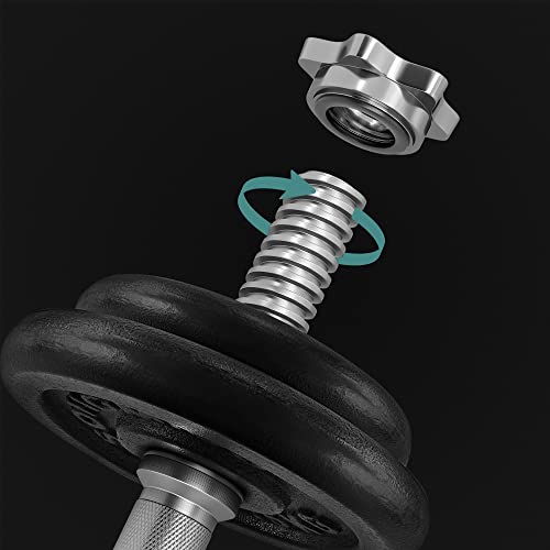 Adjustable Dumbbell Set - Cast Iron - Orange - 20kg with Extra Barbell Bar