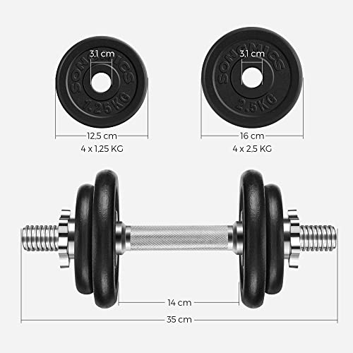 Adjustable Dumbbell Set - Cast Iron - Orange - 20kg with Extra Barbell Bar