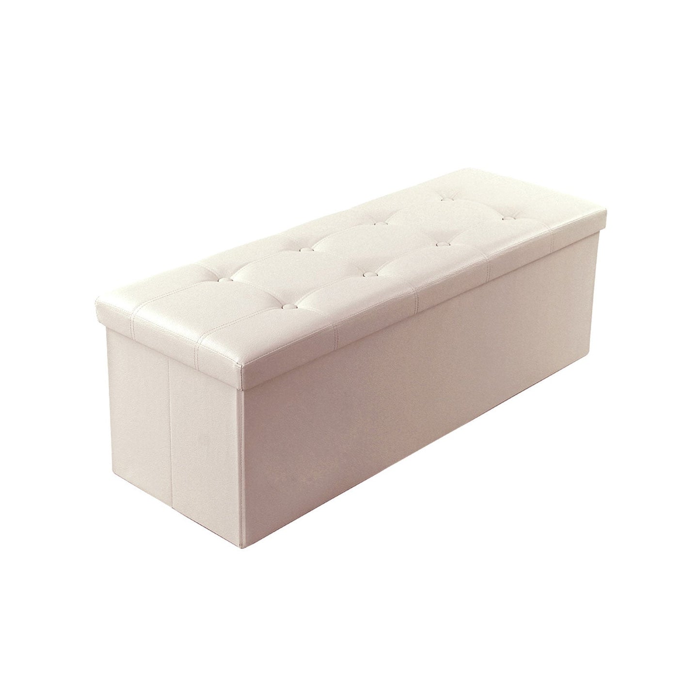 Large Faux Leather Ottoman - Max Load 300 kg - Beige - Storage Toy Chest