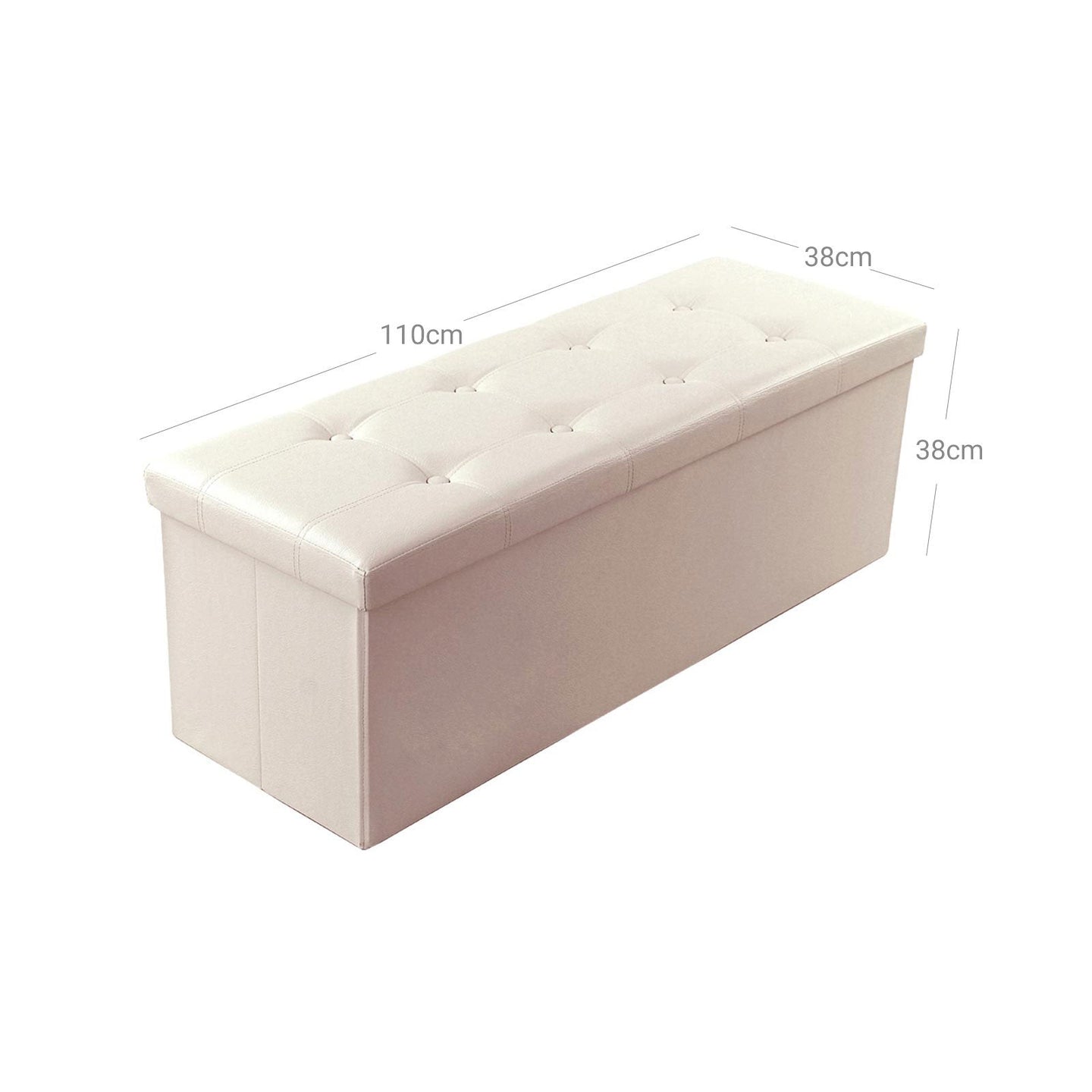 Large Faux Leather Ottoman - Max Load 300 kg - Beige - Storage Toy Chest