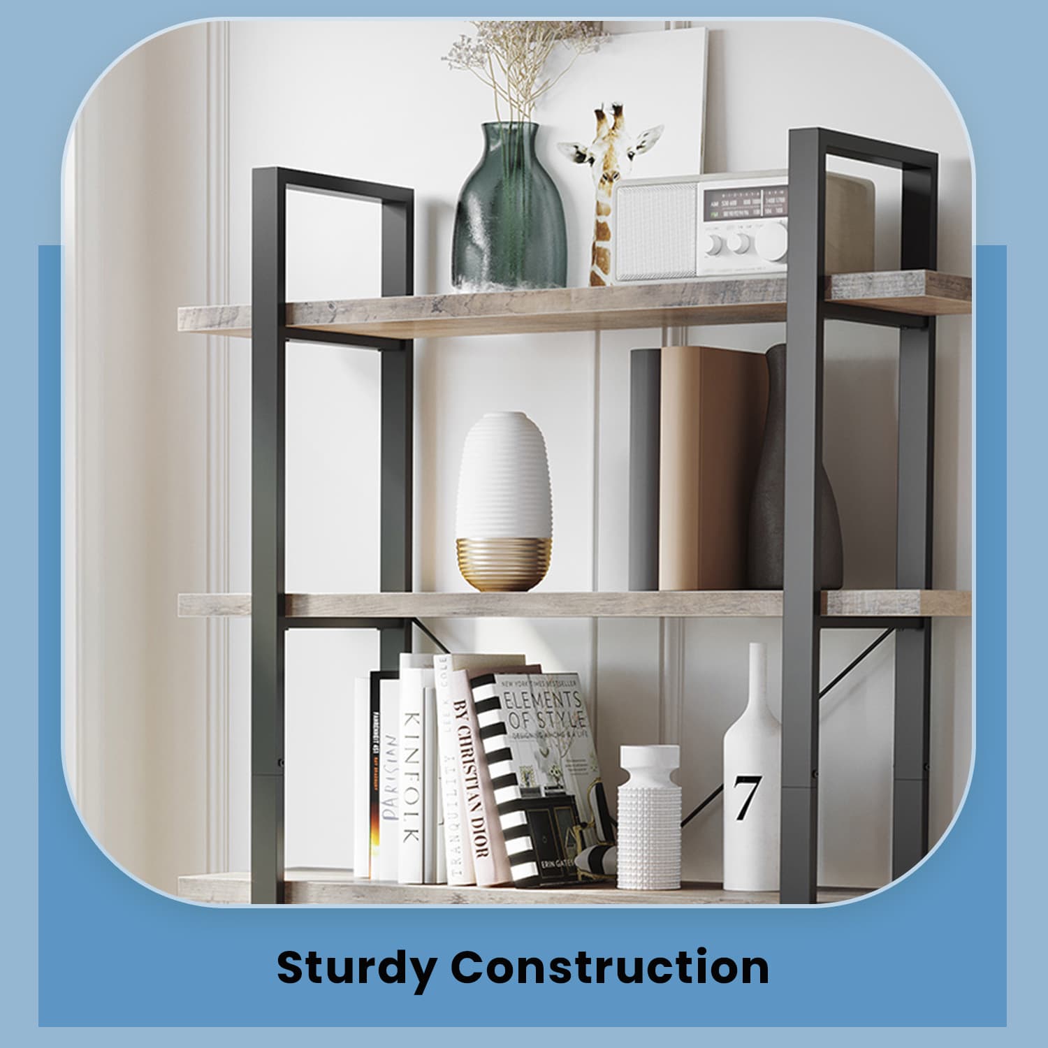 Bookshelf - 5-Tier Industrial Design - Wood - Rustic Brown