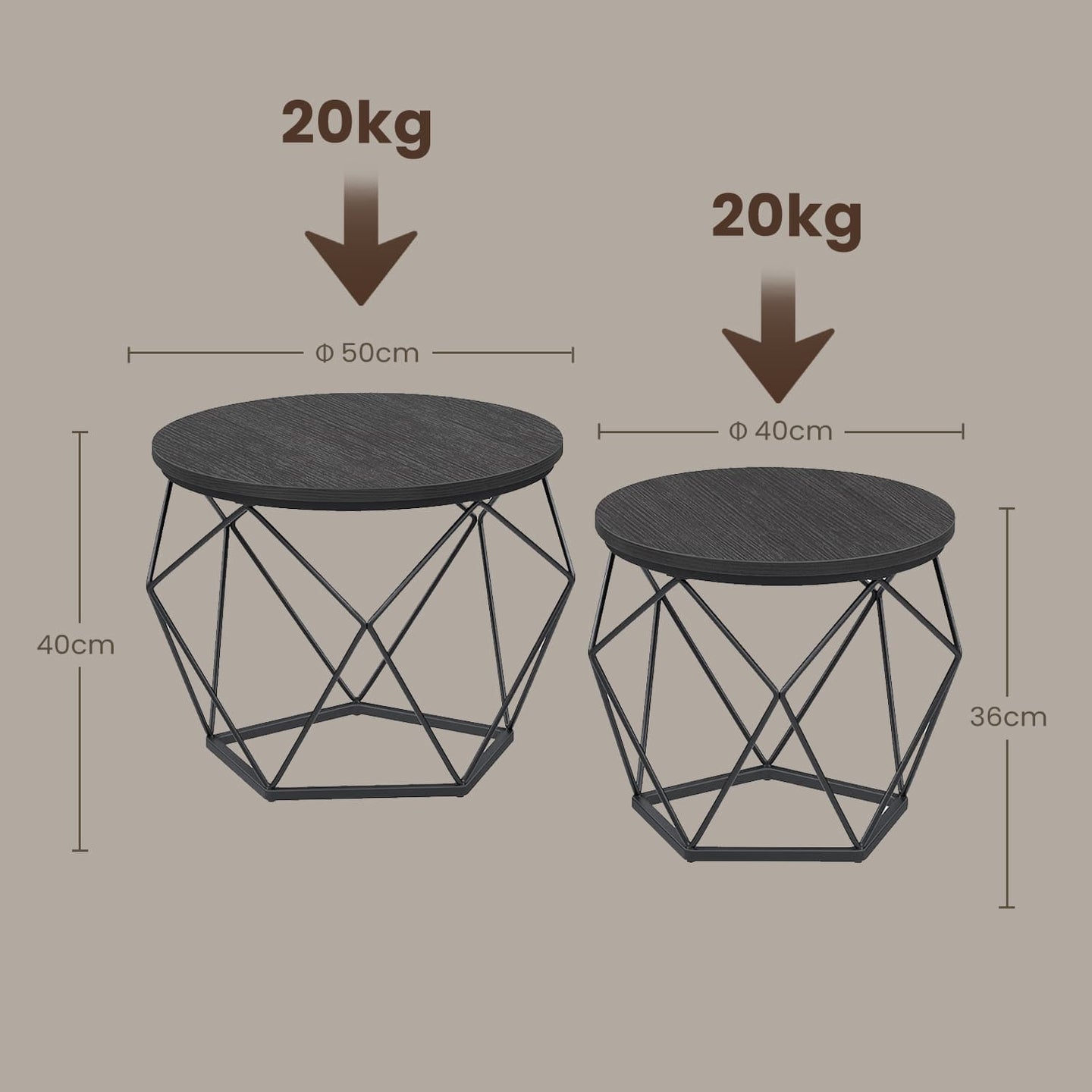 Round Coffee Tables Set - Steel - Modern