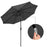 Large Patio Sun Umbrella - Fabric - Grey - Solar-Powered LED Lights