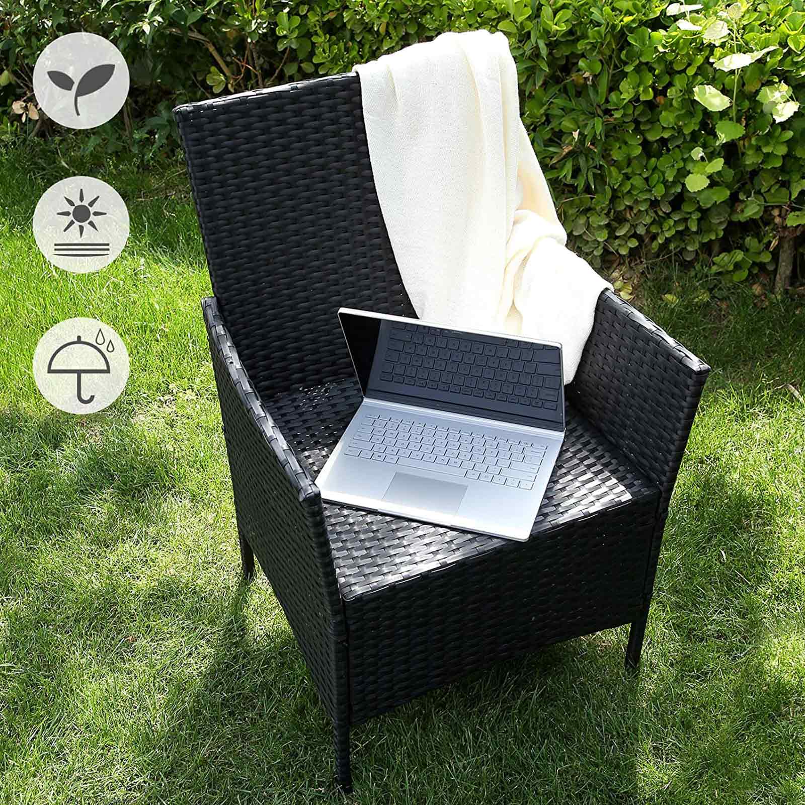Garden Furniture Set - Black and Beige - Polyrattan