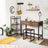 Vanity Table Set - Steel Frame - Rustic Brown and Black - Tri-Fold Mirror