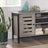 TV Console Unit - Wood - Rustic Brown - Louvered Doors