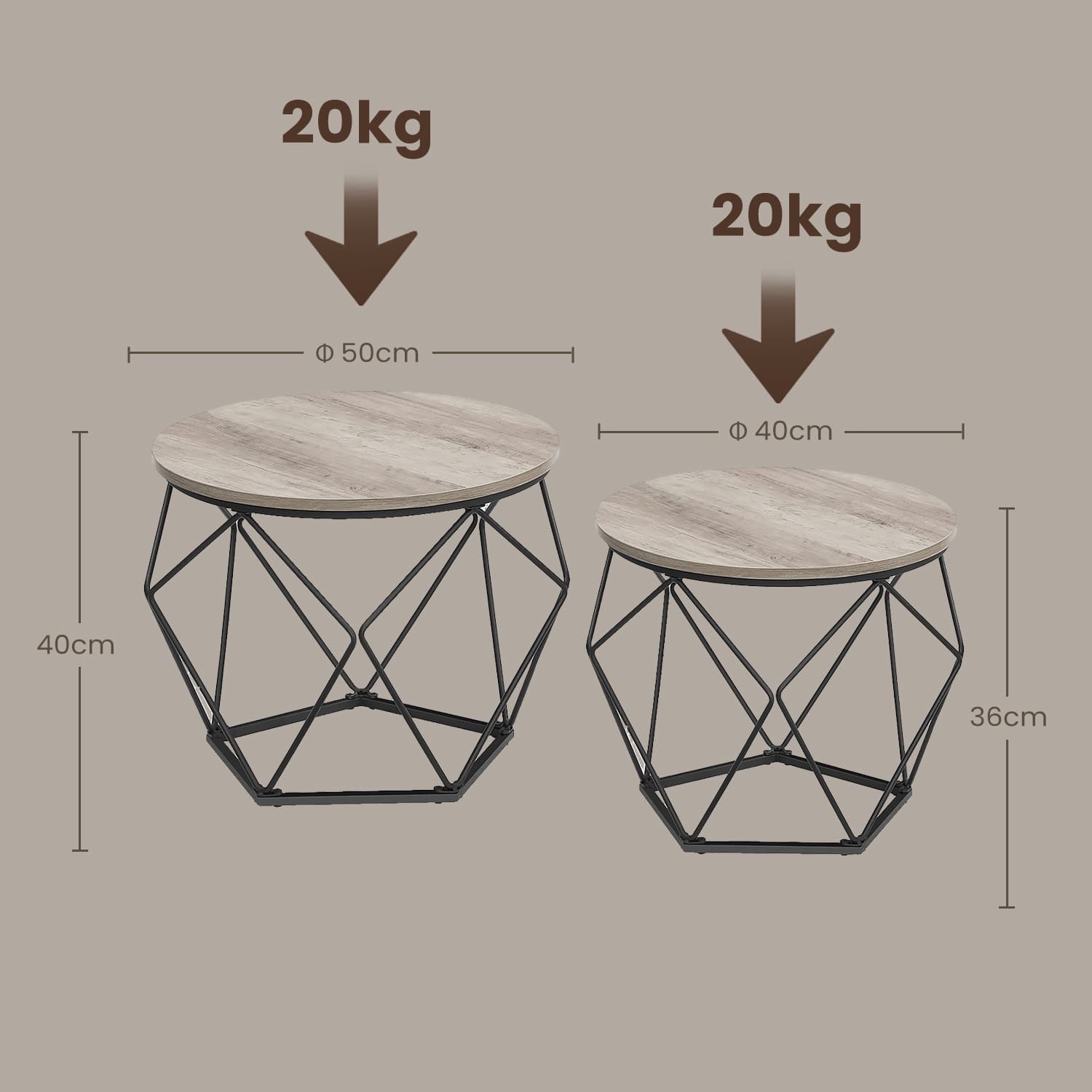 Round Coffee Tables Set - Steel - Modern
