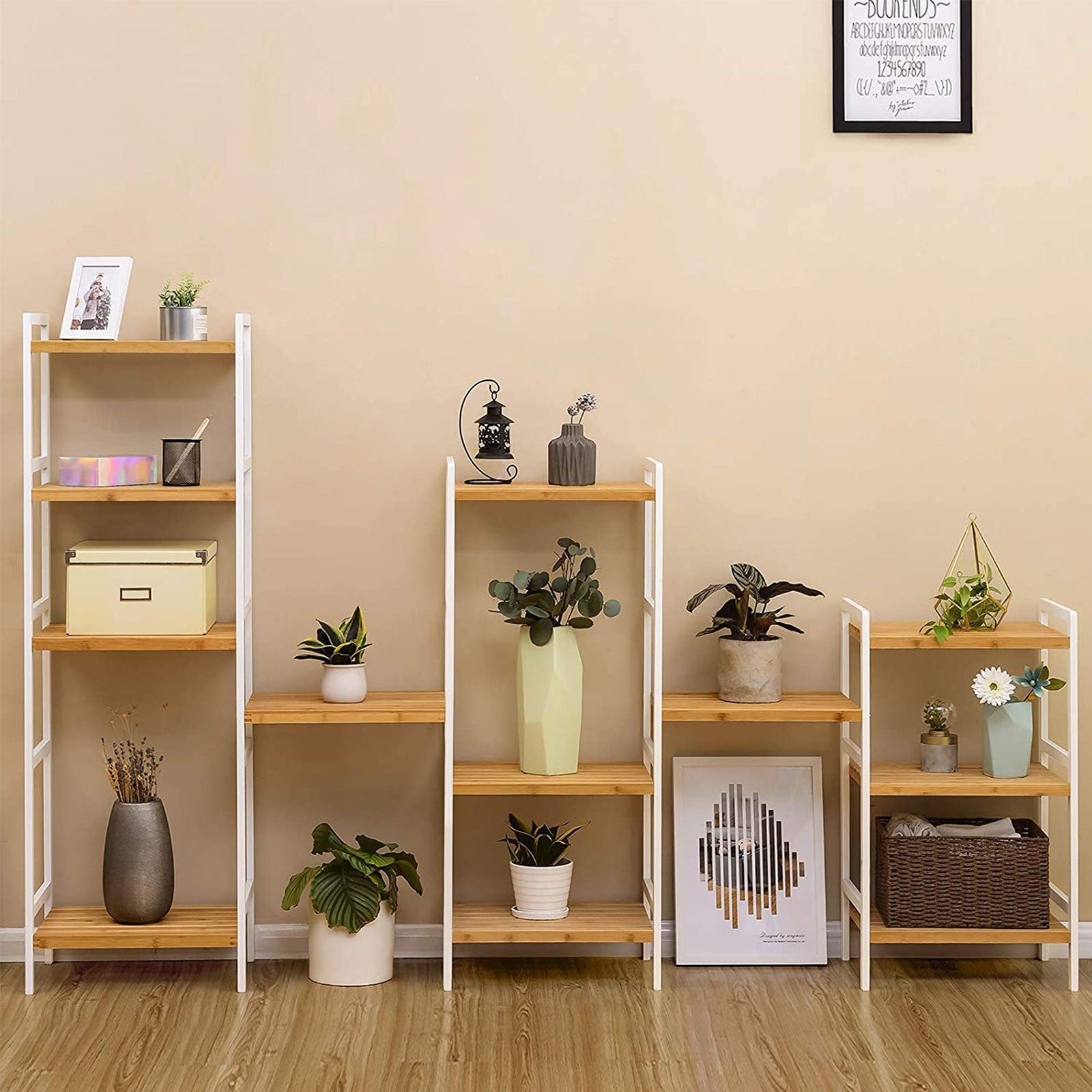 Bathroom Shelf - 5-Tier Design - Bamboo - Natural White