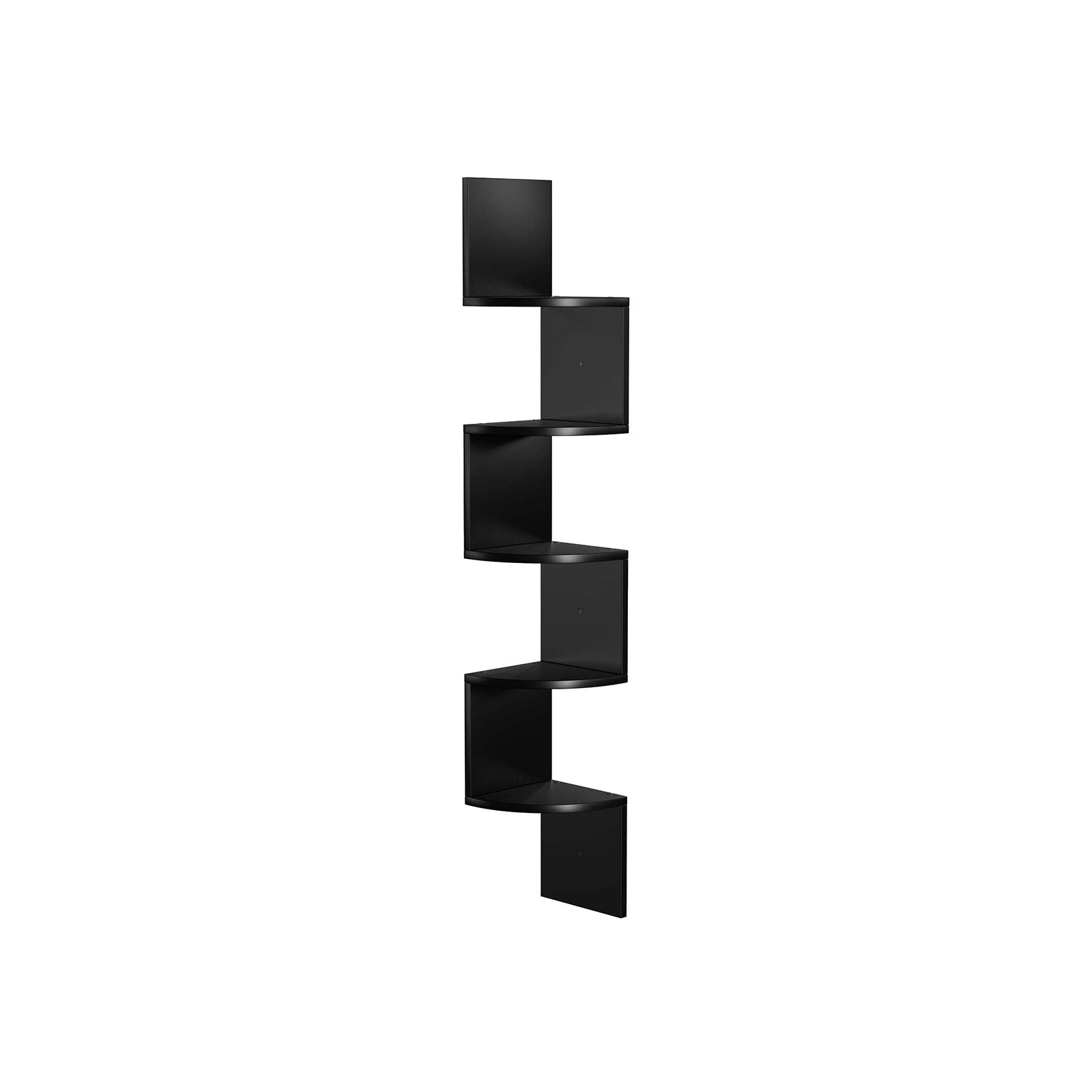 5-Tier Floating Wall Shelf - Wood - White - Zigzag Design