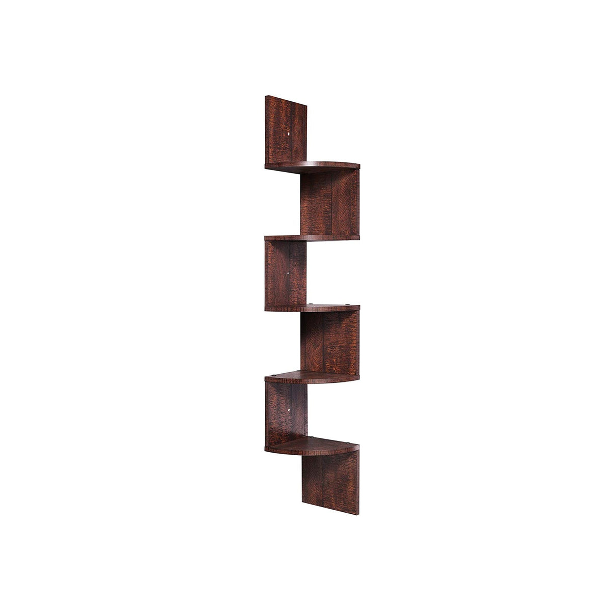 5-Tier Floating Wall Shelf - Wood - White - Zigzag Design