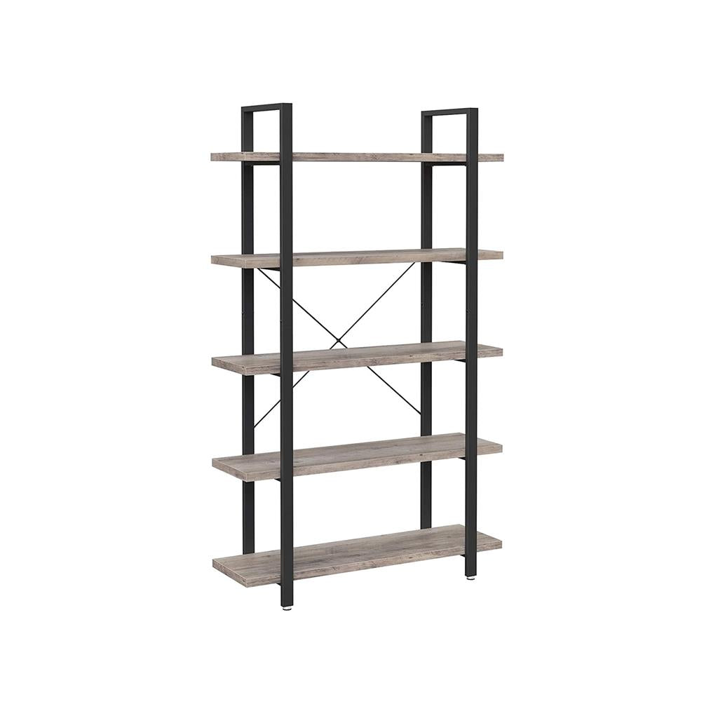 5-Tier Bookcase - Wood - Rustic Brown - Stable and Secure Design