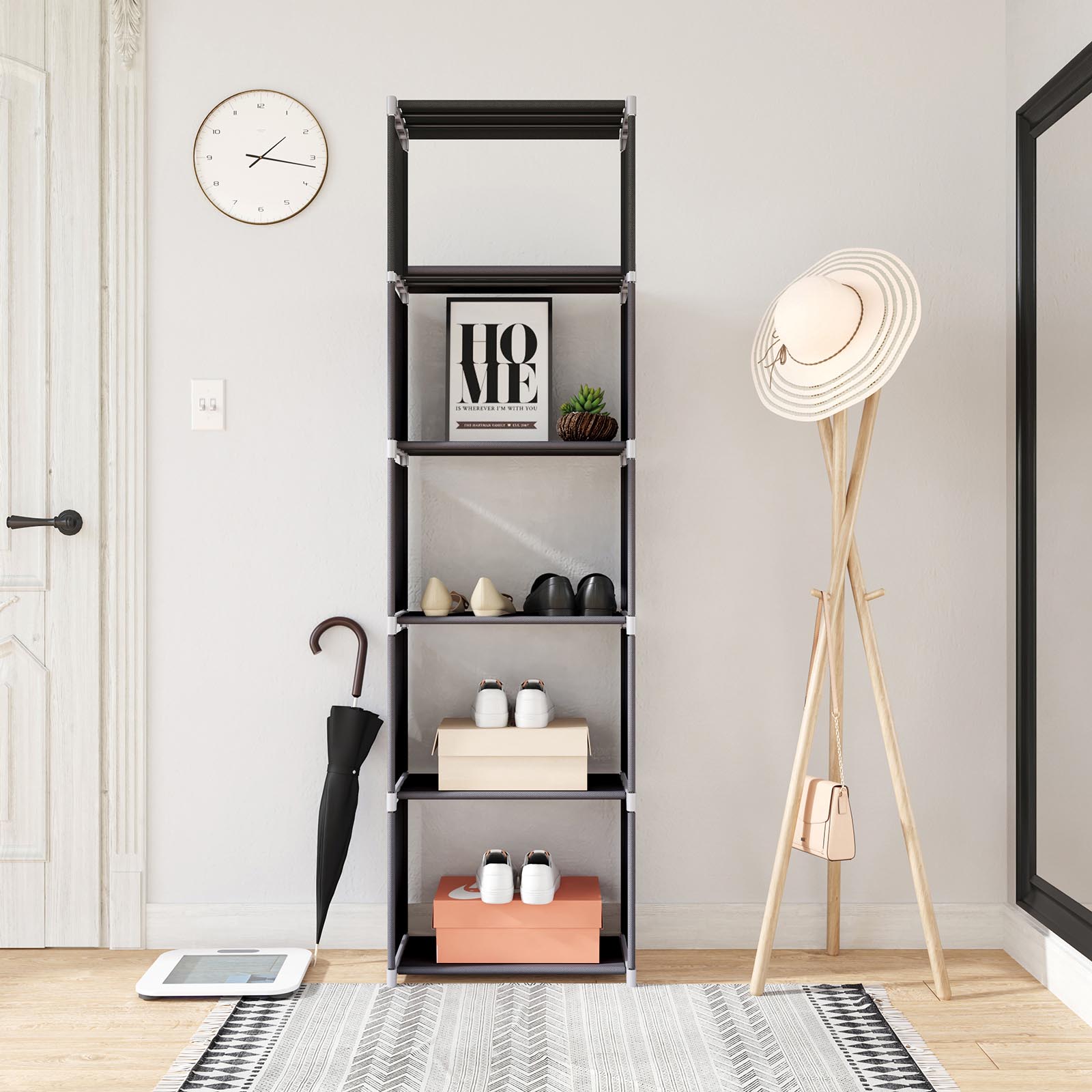 5 Tier Bookcase - Metal - Black - Open Shelves for Home and Studio Use