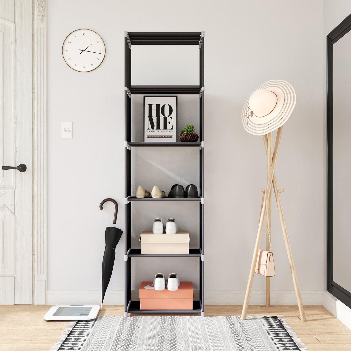 5 Tier Bookcase - Metal - Black - Open Shelves for Home and Studio Use