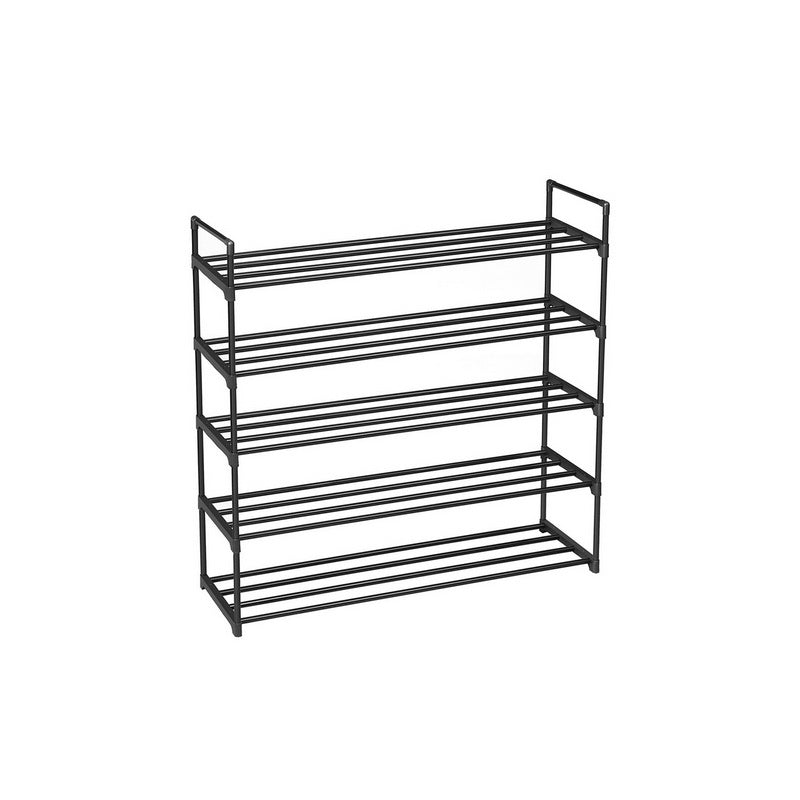 5-Tier Shoe Rack - Holds Up to 25 Pairs - Metal - Black
