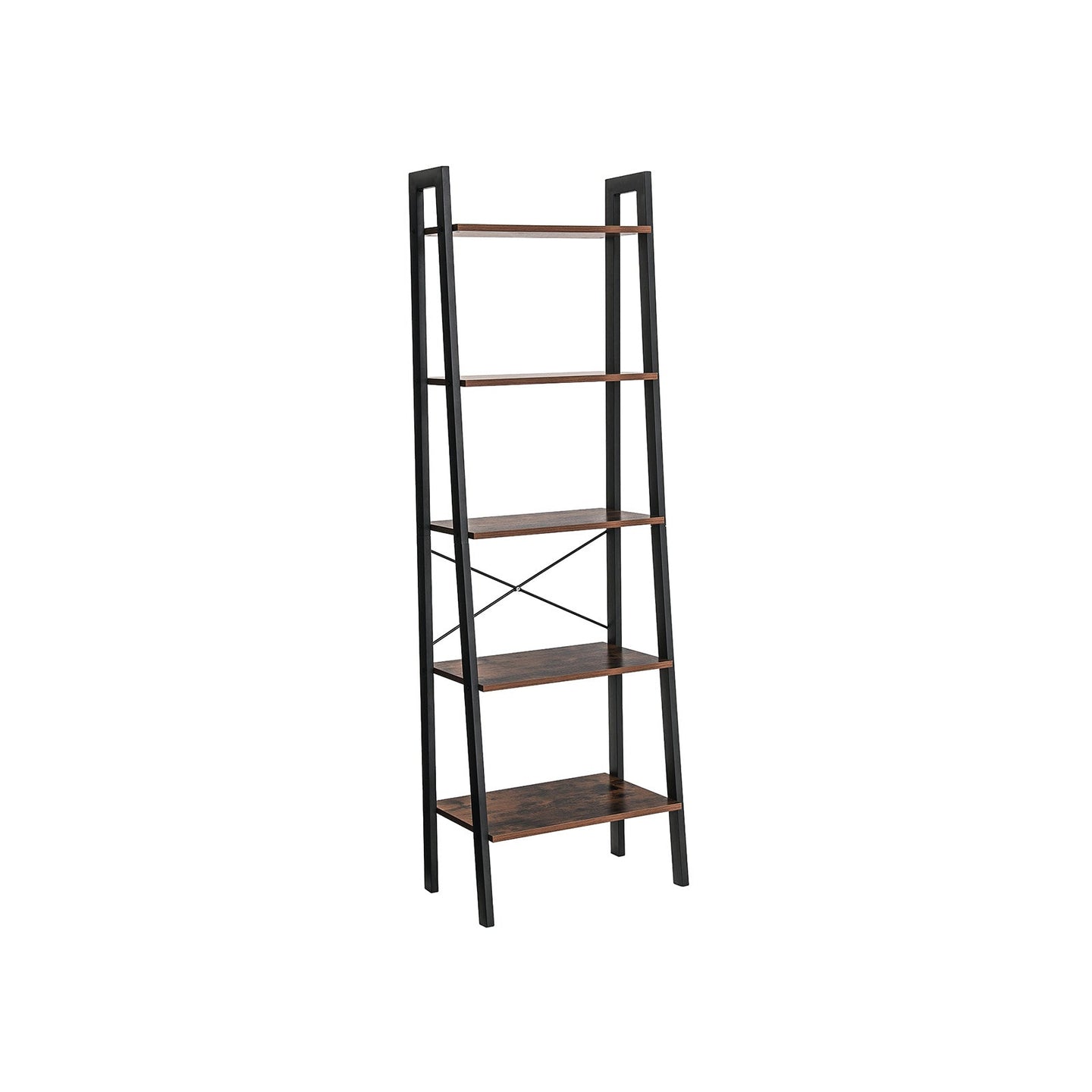 5-Tier Bookcase - Metal - Rustic Brown