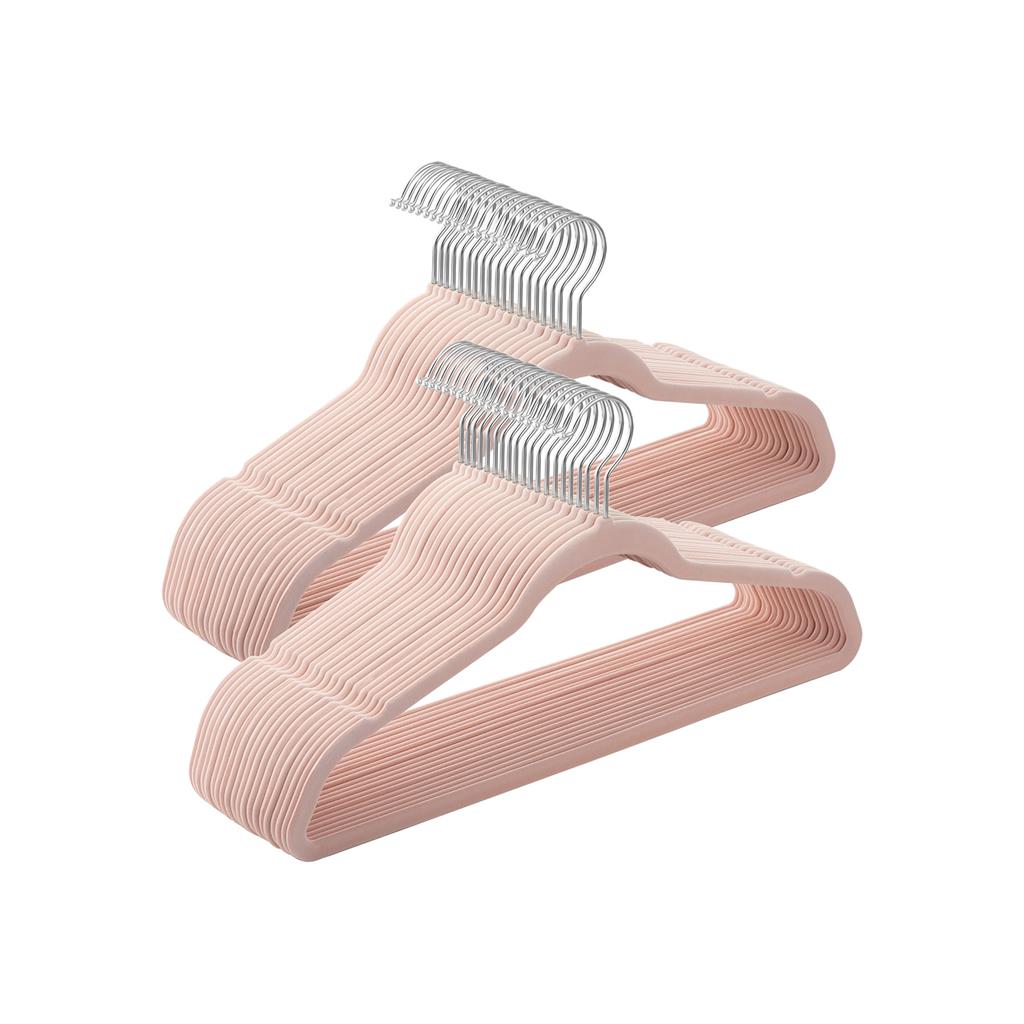 Velvet Hanger Set - Velvet - Pink - 50 Thin and Durable Hangers with 360° Swivel Hooks