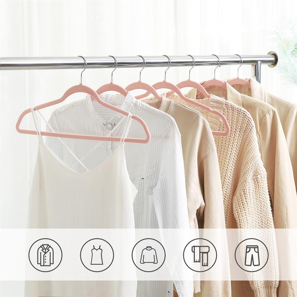 Velvet Hanger Set - Velvet - Pink - 50 Thin and Durable Hangers with 360° Swivel Hooks
