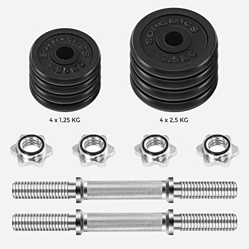Adjustable Dumbbell Set - Cast Iron - Orange - 20kg with Extra Barbell Bar