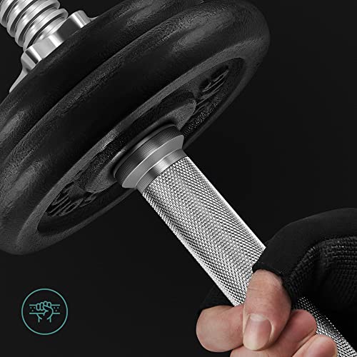 Adjustable Dumbbell Set - Cast Iron - Orange - 20kg with Extra Barbell Bar