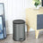 Trash Can - Steel - Grey - 5L Capacity with Inner Bucket and Soft Closure