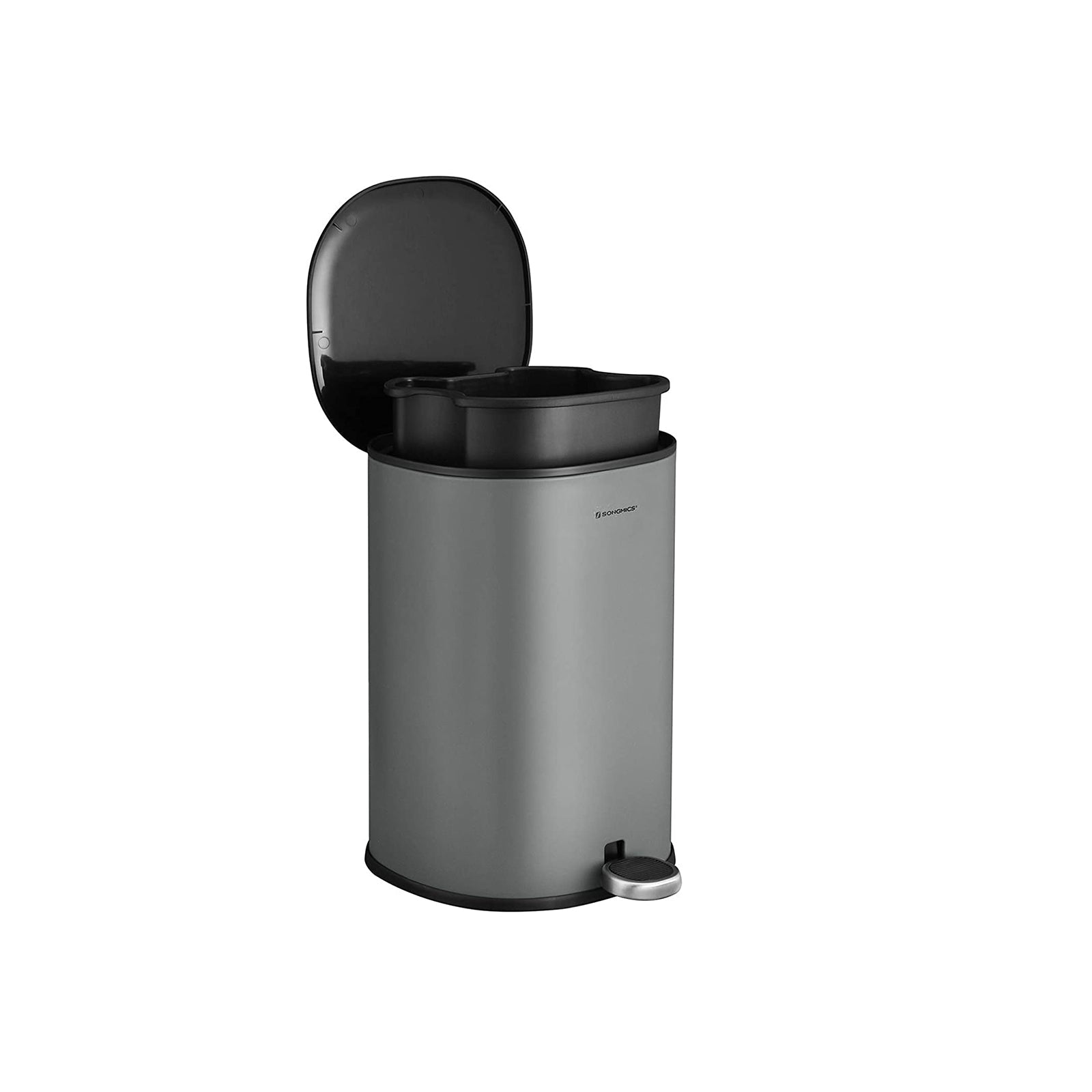 Trash Can - Steel - Grey - 5L Capacity with Inner Bucket and Soft Closure