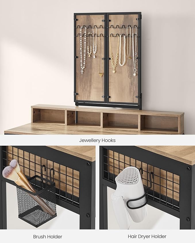 Dressing Table - Wood - Tri-Fold Mirror