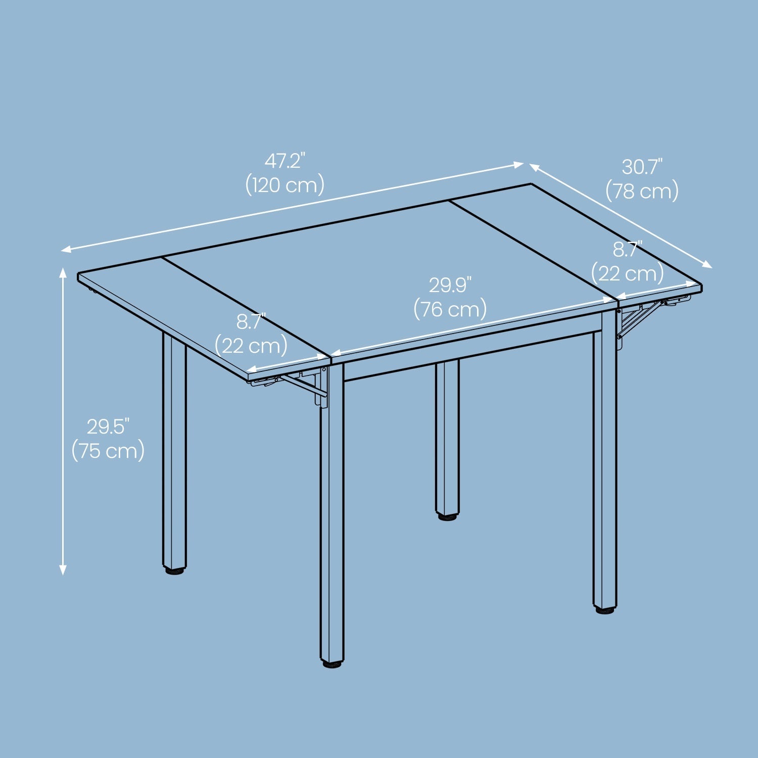 Folding Dining Table - Seats 2-4 People - Natural Oak - Drop Leaf Extendable for Small Spaces