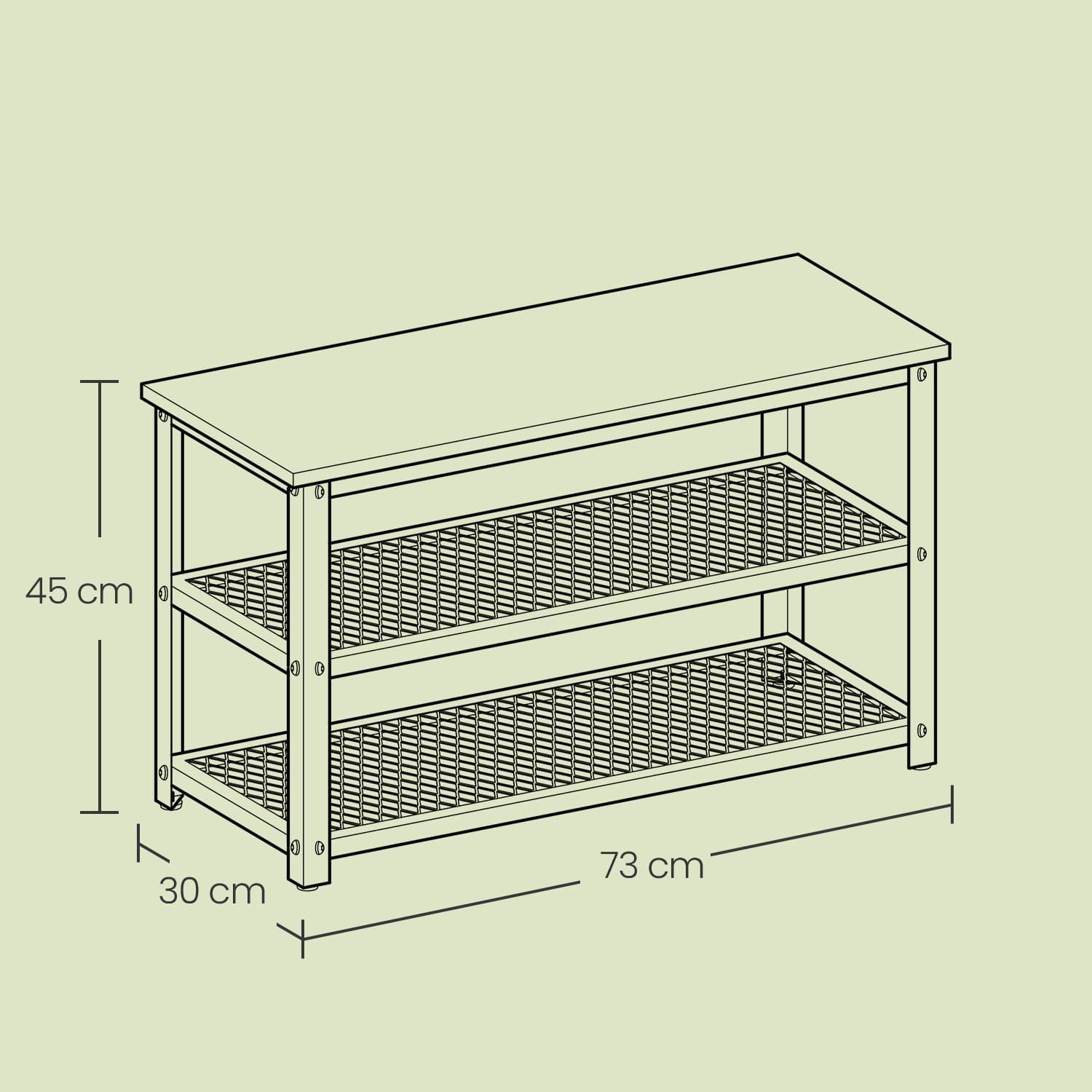 Shoe Bench - Steel - Rustic Brown and Black - 2 Shelves for Entryway Organization